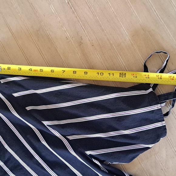 Zara Basic Navy Stripe 100% Cotton Midi Shirt Dress  Loose Fit Modest Causal - Picture 13 of 16